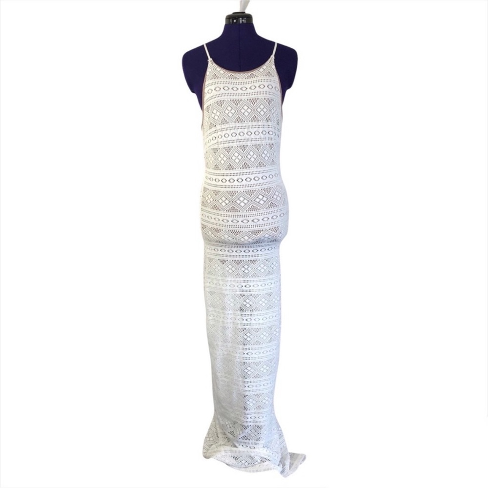 Poetry White Tan Patterned Maxi Dress